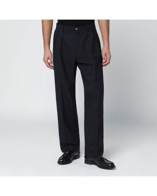 Santaniello Black Wool Trousers for men