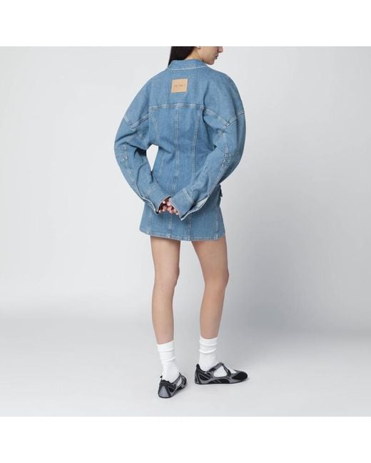 The Attico Blue Light Denim Mini Dress