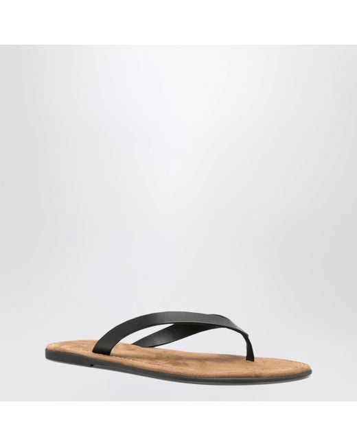 The Row Brown Leather Flip-Flops