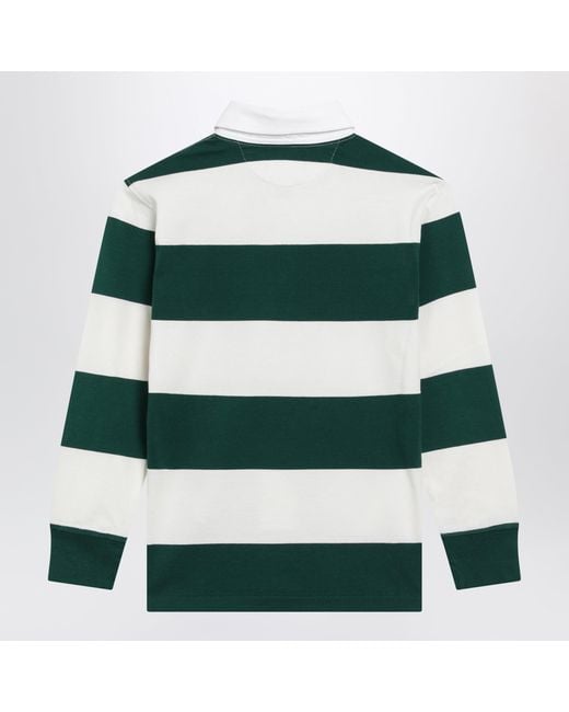 Polo Ralph Lauren Green And Striped Cotton Polo Shirt