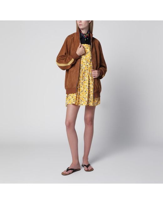 Miu Miu Brown Waxed Suede Leather Jacket