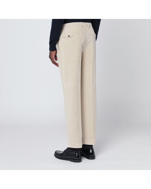 Santaniello White Off Corduroy Trousers for men