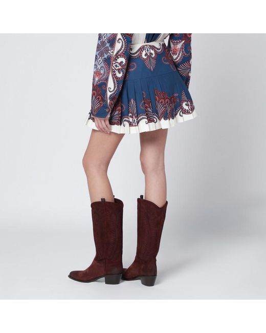 Mini-Jupe Plissée Bleu Intense Et Sable À Imprimé Arabesques Farm Rio en coloris Blue