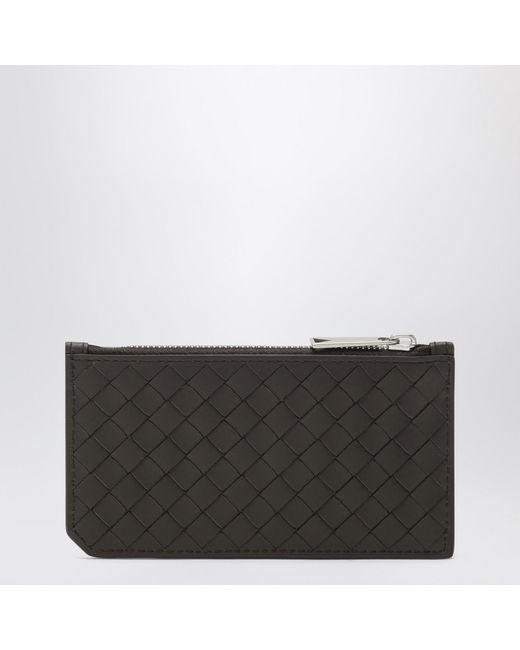 Bottega Veneta Black Fondente Intrecciato Zip Card Holder for men
