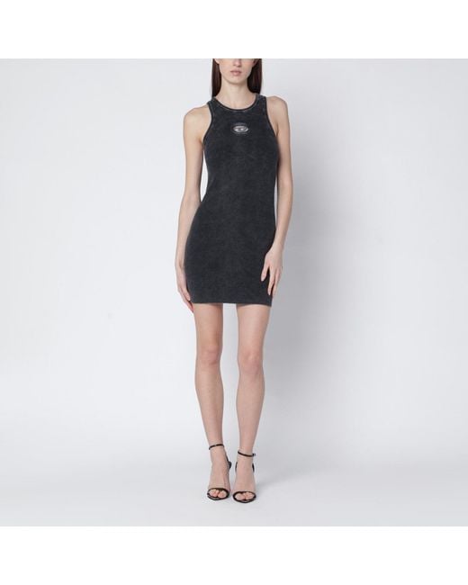 DIESEL Black Washed Dress With Metallic Oval D