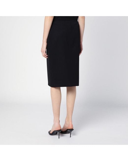 Givenchy Black Wool Midi Skirt