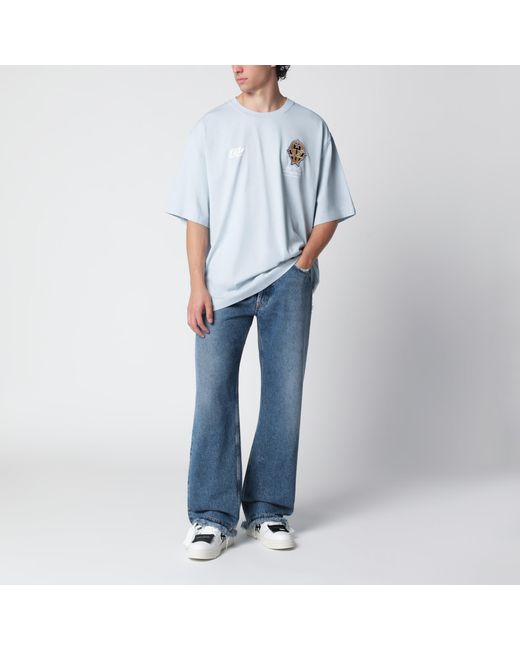 Off-White c/o Virgil Abloh Blue Light T-Shirt With Logo Prints for men