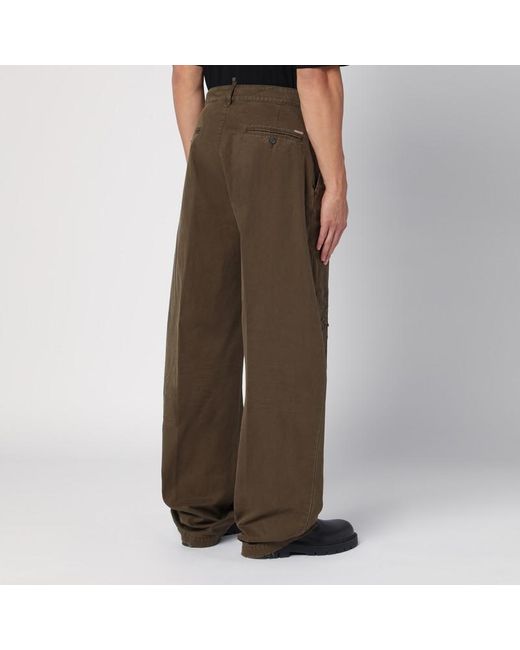 DSquared² Brown Military Wide Trousers With Wear for men