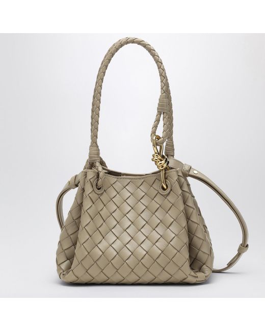 Bottega Veneta Metallic Small Parachute Bag Ecru