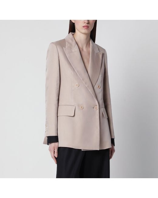 Max Mara Natural Oversized Linen And Organza Blazer