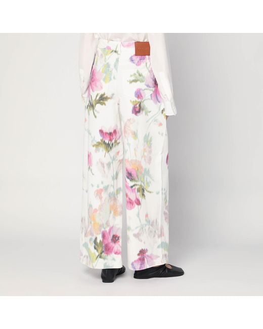 Loewe Pink Jeans With Floral Digital Print