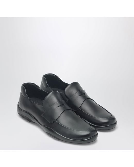 Prada Black Leather Toblach Loafers for men