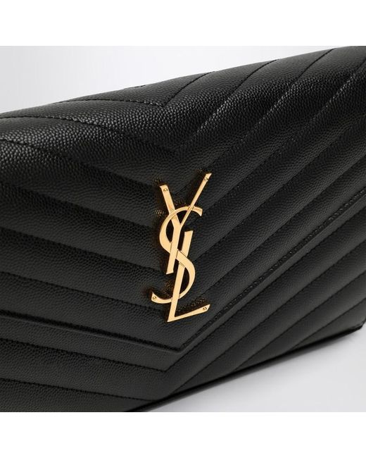 Saint Laurent Black Cassandre Chain Clutch Bag