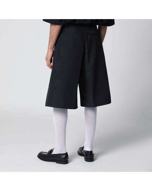 Willy Chavarria Black Wide Cotton Bermuda Shorts for men
