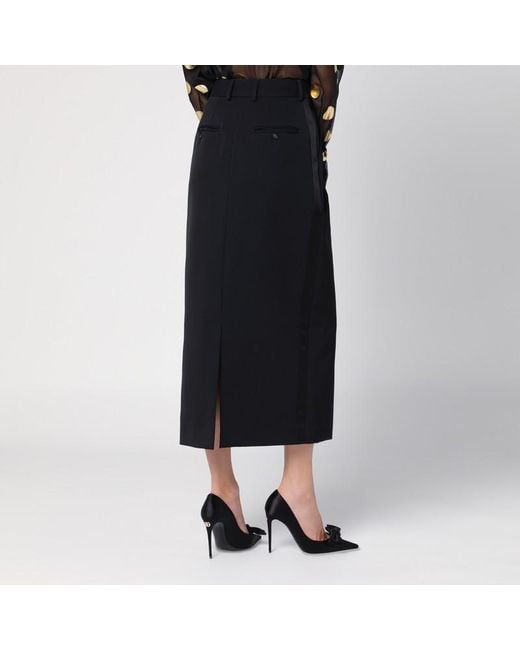 Dolce & Gabbana Black Schwarzer Bleistiftrock Aus Wollgabardine