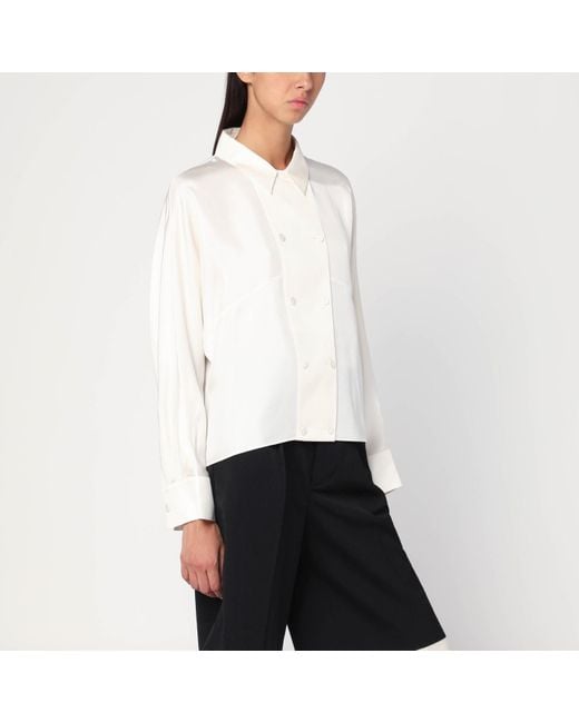 Rohe White Cream-Colored Silk Double-Breasted Shirt