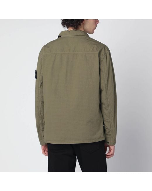 Stone Island Green Military Zip-Up Shirt Jacket for men