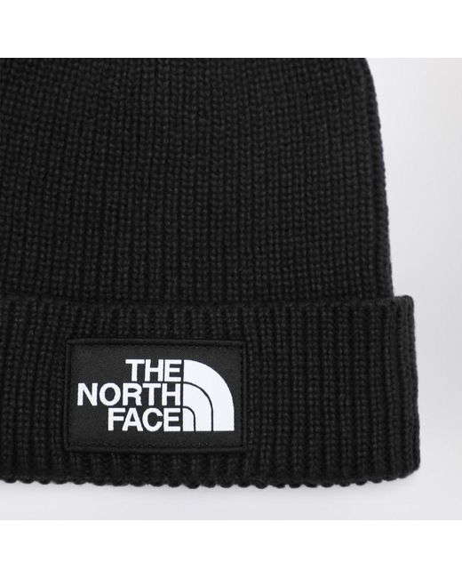 The North Face Black Beanie With Logo Patch