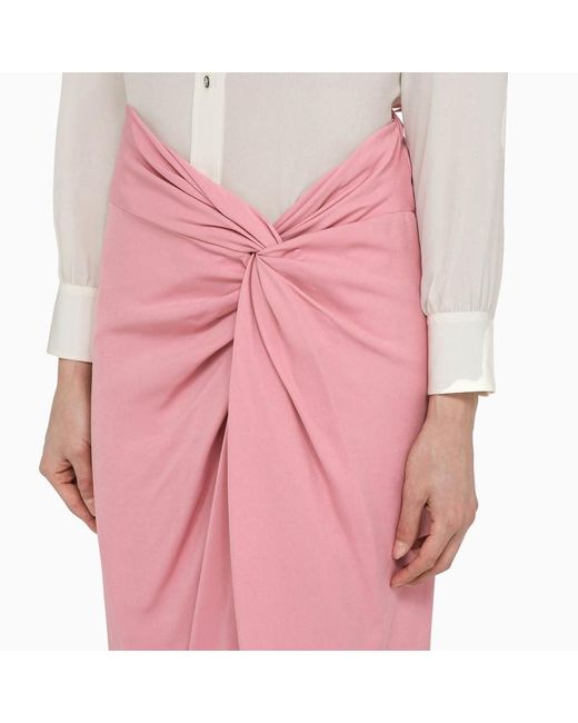 Gonna midi in viscosa con nodo di FEDERICA TOSI in Pink