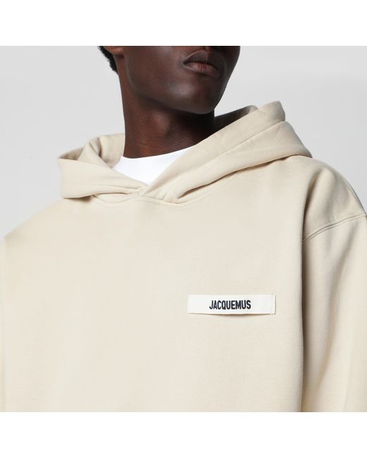 Jacquemus Natural Hoodie With Grosgrain Logo for men