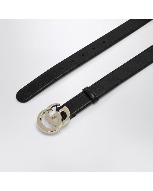 Cintura gg milano nera in pelle di Gucci in Brown