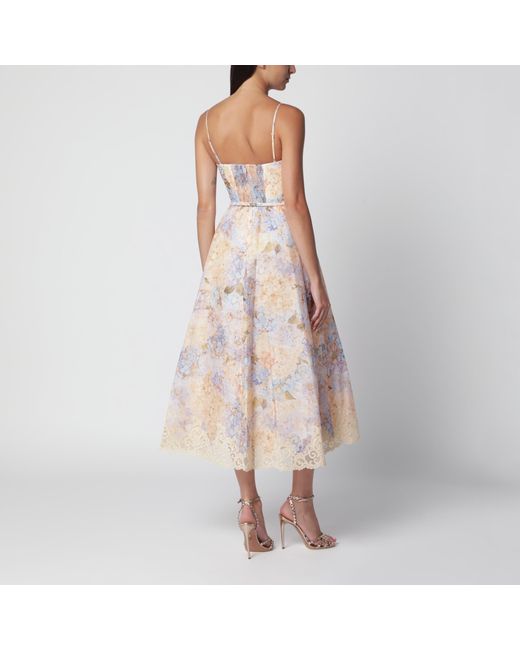 Zimmermann Pink Valiant Hydrangea Silk Linen Midi Dress