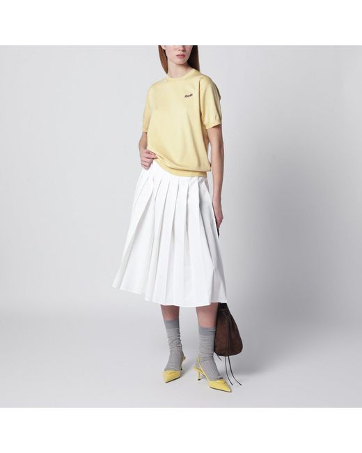 Prada Natural Cream-Colored Silk-Blend Sweater With Logo