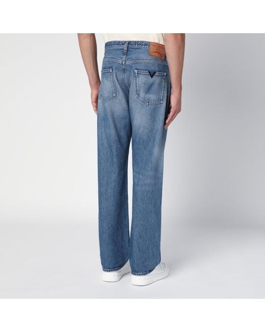 Valentino Blue Washed-effect Denim Jeans for men
