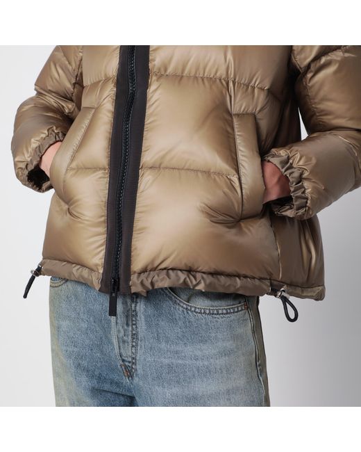 Sacai Brown Down Jacket With Asymmetrical Zip