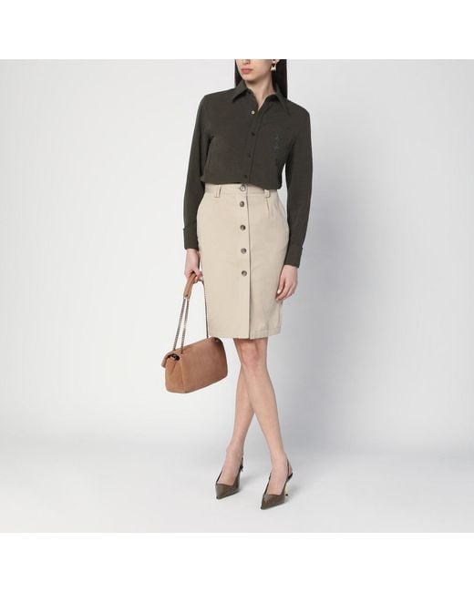 Anine Bing Natural Buttoned Pencil Skirt
