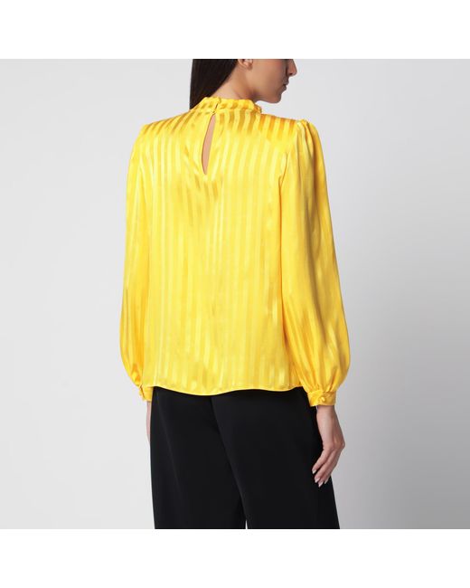Valentino Yellow Vlogo Bright Narciso Jacquard Silk Top