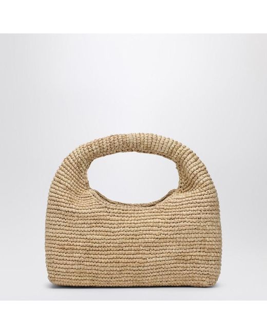 Borsa halfmoon in rafia di Manebí in Metallic