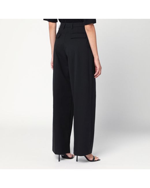Thelatest Black Wide-Leg Wool Blend Trousers