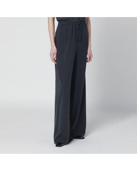 Max Mara Blue Wide-Leg Silk Trousers