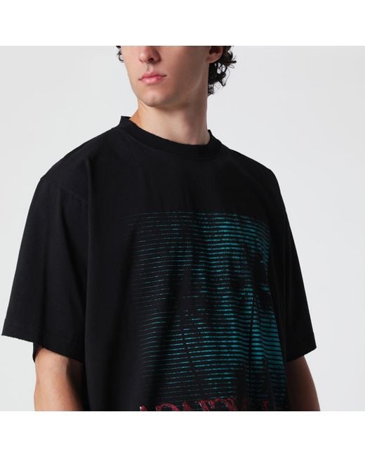 Balenciaga Black Holiday Graphic Print Cotton T-Shirt for men