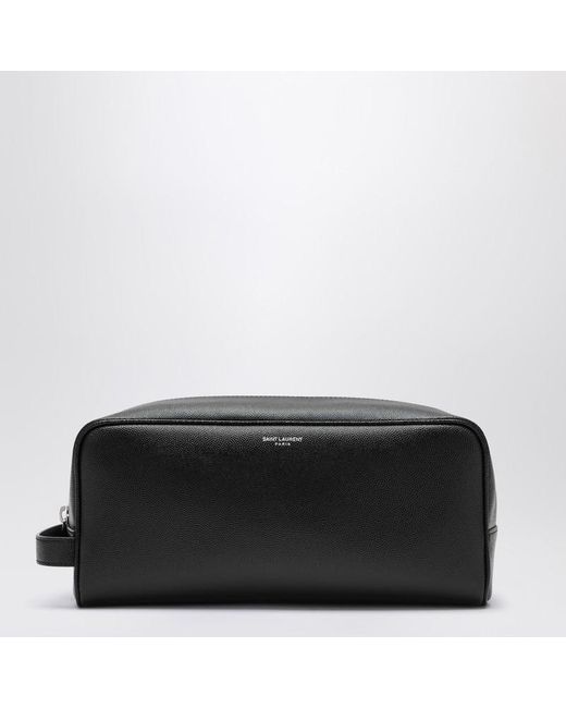 Saint Laurent Beauty Case Aus Schwarzem Genarbtem Leder in Black für Herren