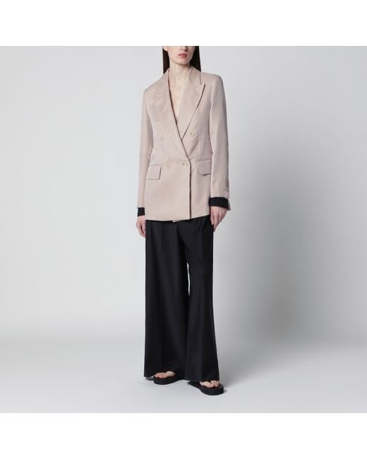 Max Mara Natural Oversized Linen And Organza Blazer