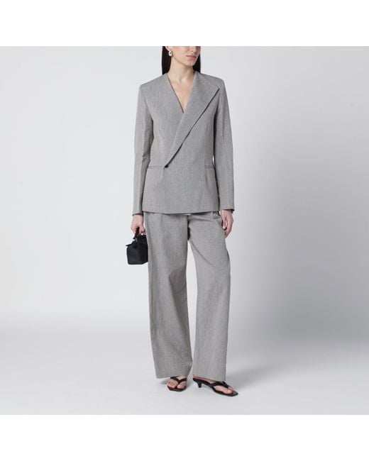 Loulou de Saison Gray Suna Tailored Jacket With An Asymmetric Opening And Lapel
