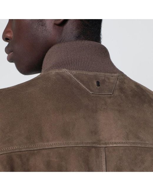 Bomber con zip in pelle scamosciata di Salvatore Santoro in Brown da Uomo