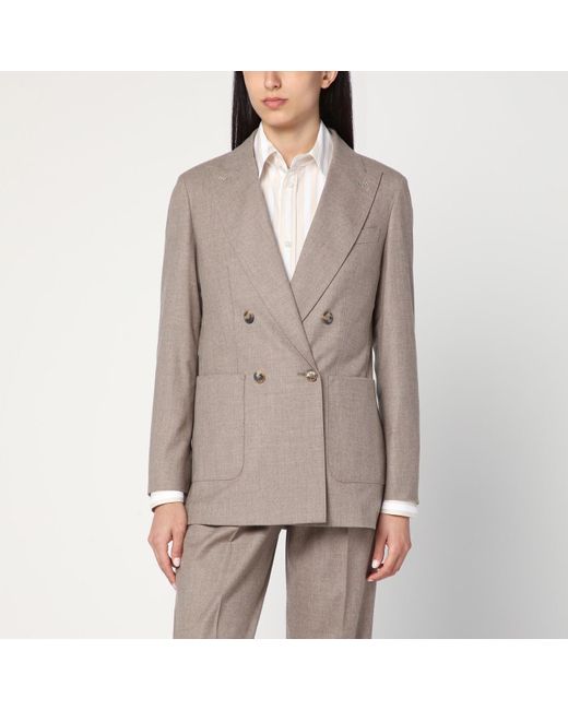 Max Mara Gray Double-Breasted Cashmere Jacket