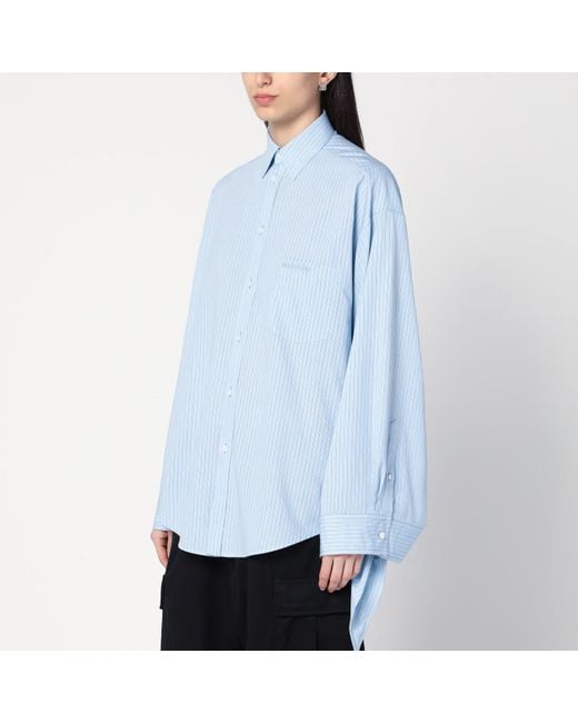 Balenciaga Blue Light Striped Shirt With Knotted Cuffs
