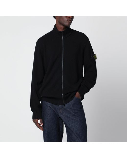 Stone Island Black Zip-Up Sweater for men
