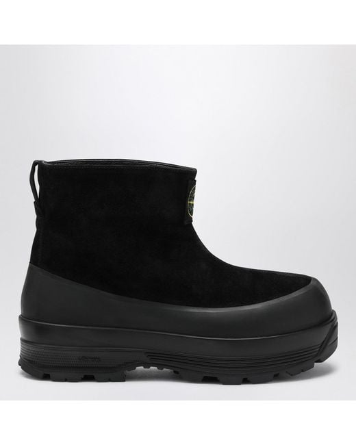 Stone Island Black Suede Ankle Boot With Logo for men