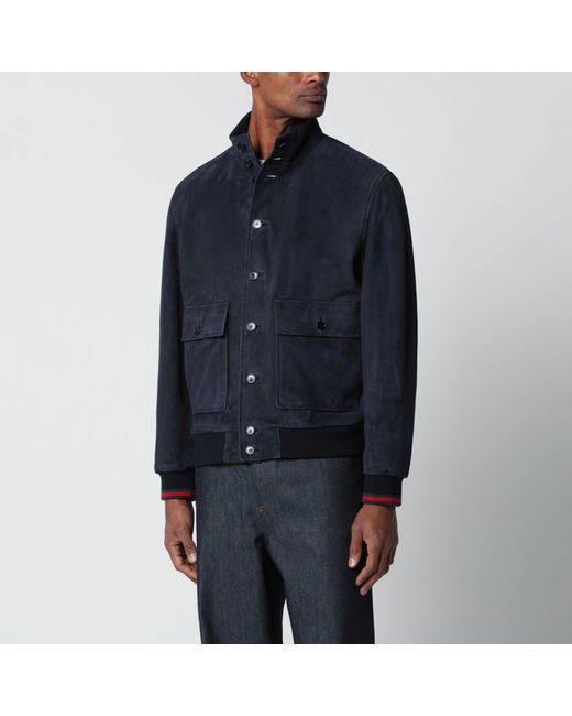 Gucci Blue Leather Jacket for men