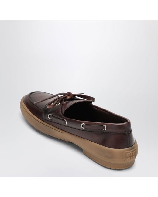Miu Miu Brown Coffee-Coloured Deck Boat Shoes