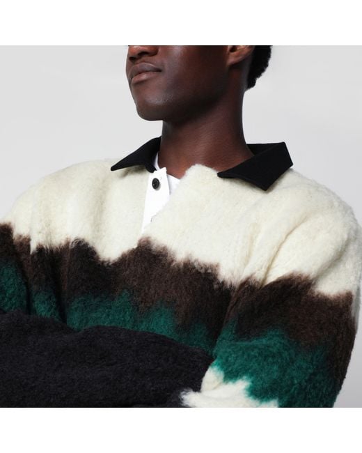 Sacai Black Multicolour Gradient Striped Polo Sweater for men