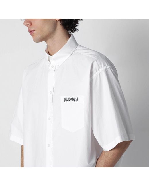 Balenciaga White Masking Tape Shirt for men