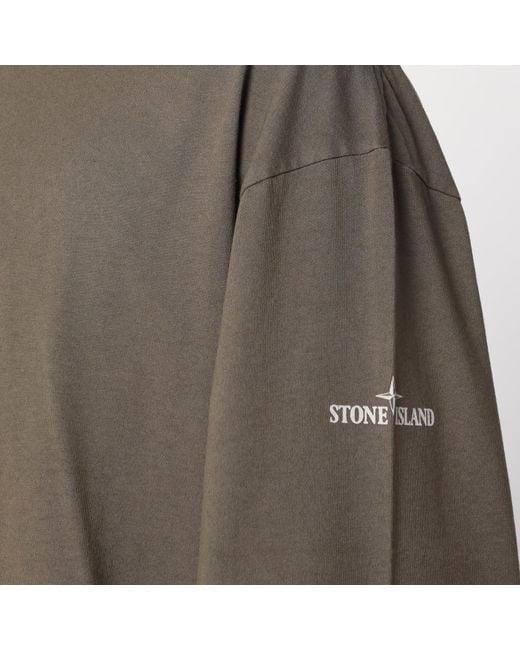 Stone Island Brown Military T-Shirt With Logo Print for men