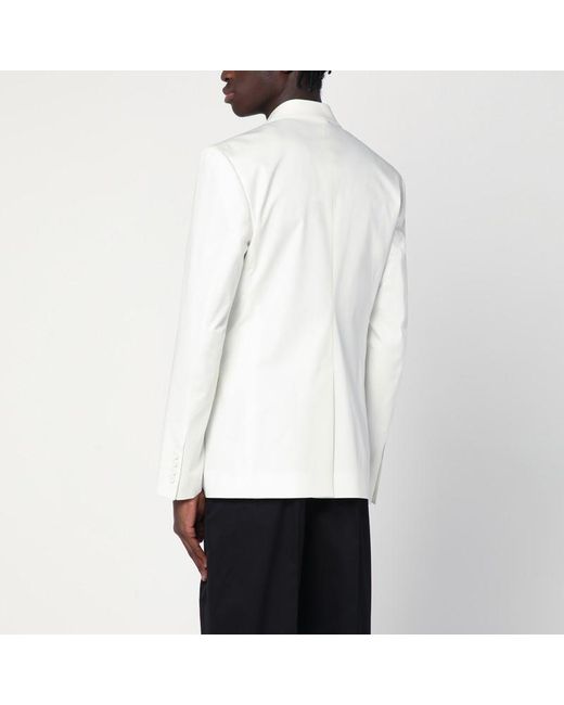 Dolce & Gabbana White Single-Breasted Cotton Jacket for men