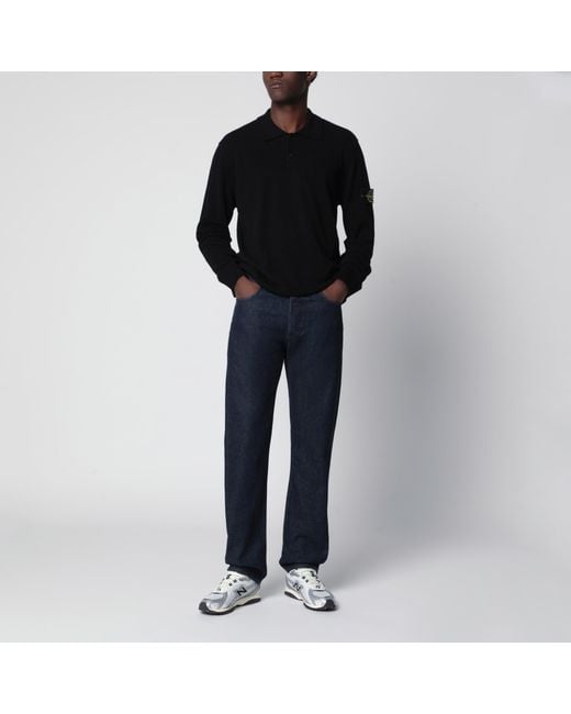 Stone Island Black Wool Polo Sweater for men